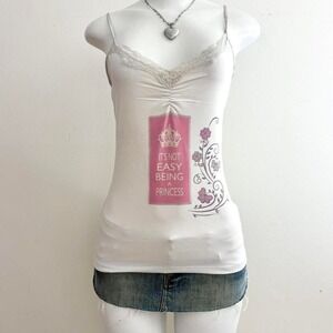 princess graphic cami y2k lace trim tank